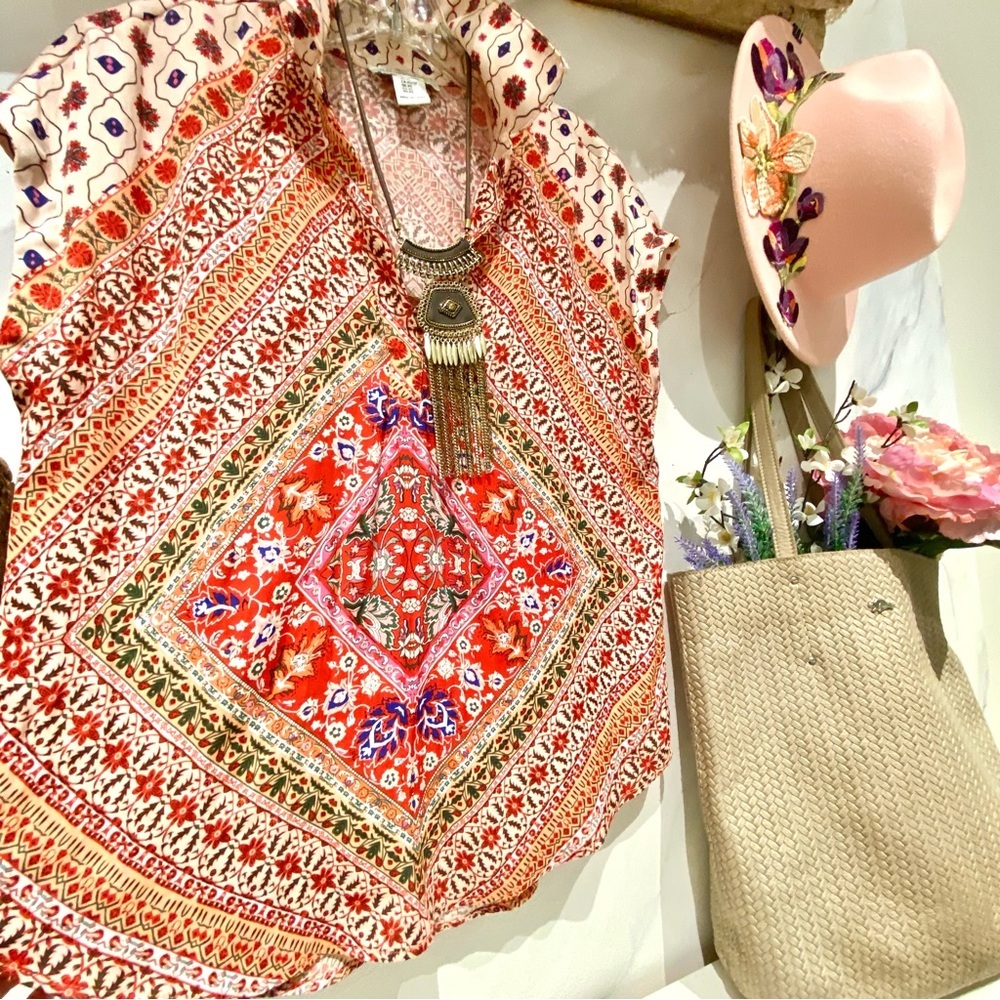 Enchanting Gypsy southwestern hippy boho blouse w patchwork vibe